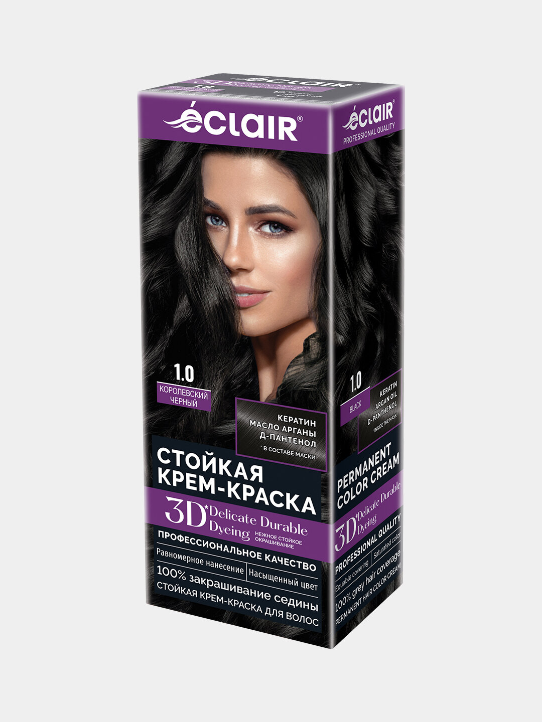 Крем-краска Eclair "Королевский Черный", 3D, стойкая, закрашивание седины