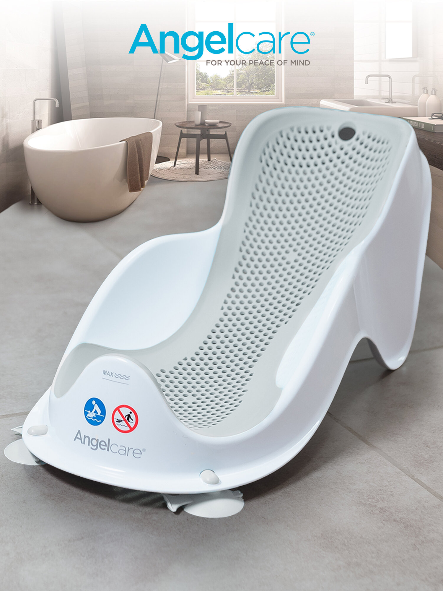 Лежачок-горка для купания новорожденных детей Angelcare Bath Support Mini серый