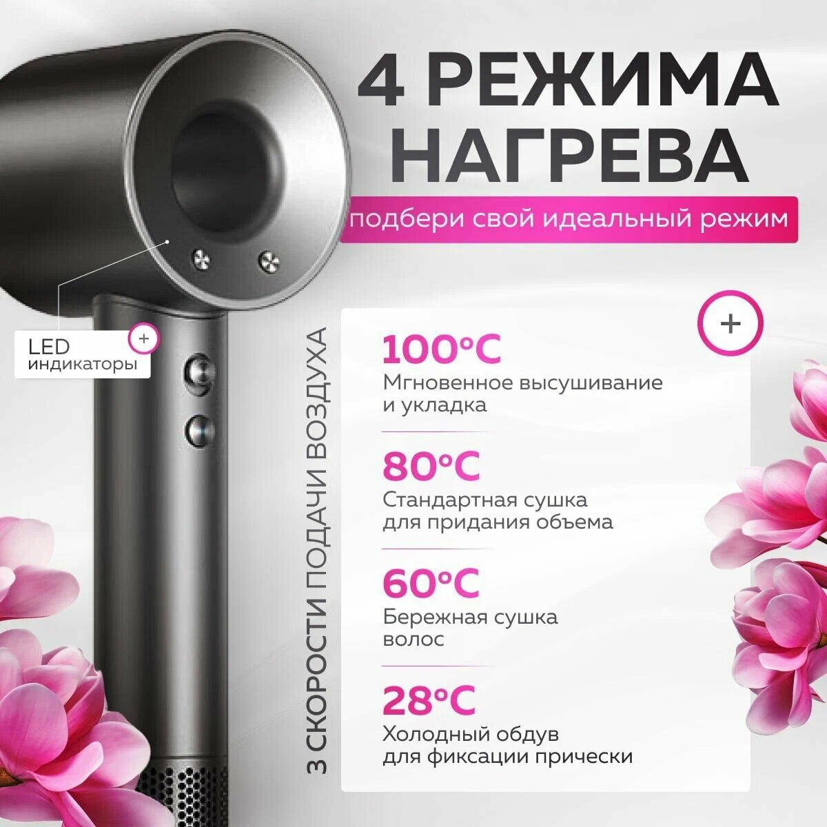Фен для волос Sencicimen Hair Dryer HD15 ( Профессиональный, с ионизацией ) NEW Модель , серый