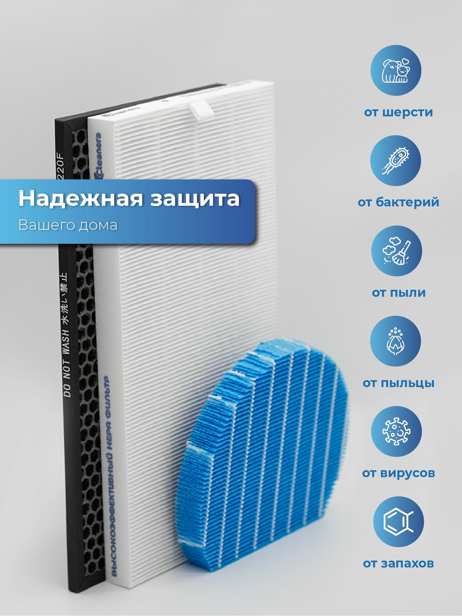 Комплект фильтров для SHARP KC-D41R, KC-D51R (FZ-D40HFE + FZ-D40DFE + FZ-A61MFR) — фото 1