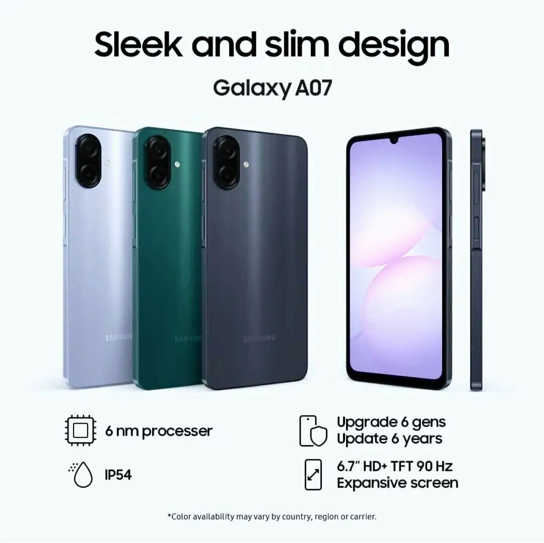 Смартфоны Samsung Galaxy A07 6/128GB 50MP, 5000mAh, FHD+, камера 50 Мп