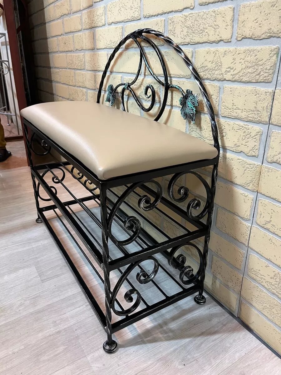 Кованая банкетка №18, Студия кованой мебели Нива, цвет слоновая кость — фото 1