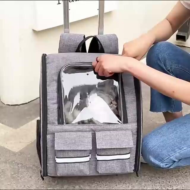 Изображение Рюкзак переноска на колёсах для животных, кошек, собак маленьких и средних пород, перевозка в самолёте на отдых