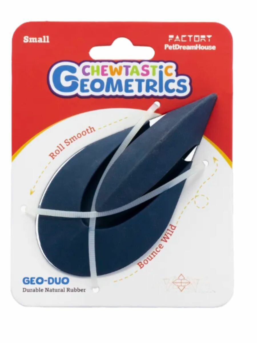 PetDreamHouse Игрушка интерактивная для собак из натурального каучука Chewtastic Geometrics Geo-Duo, темно-синий