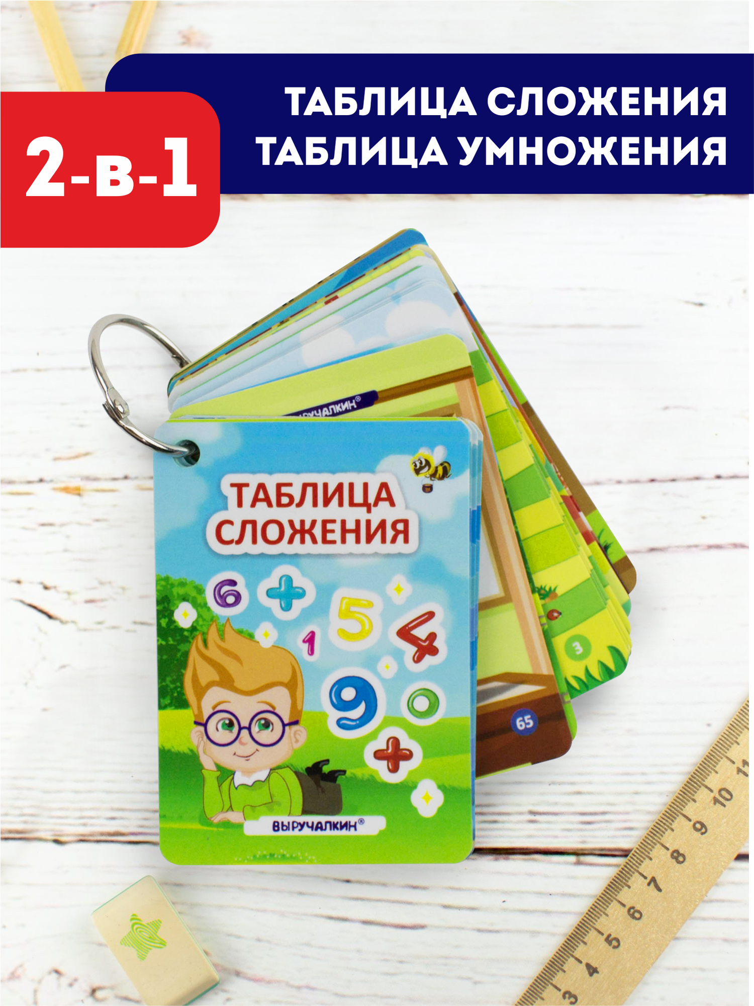 Плакат в кармане. Карточки «Таблица умножения и сложения», Выручалкин