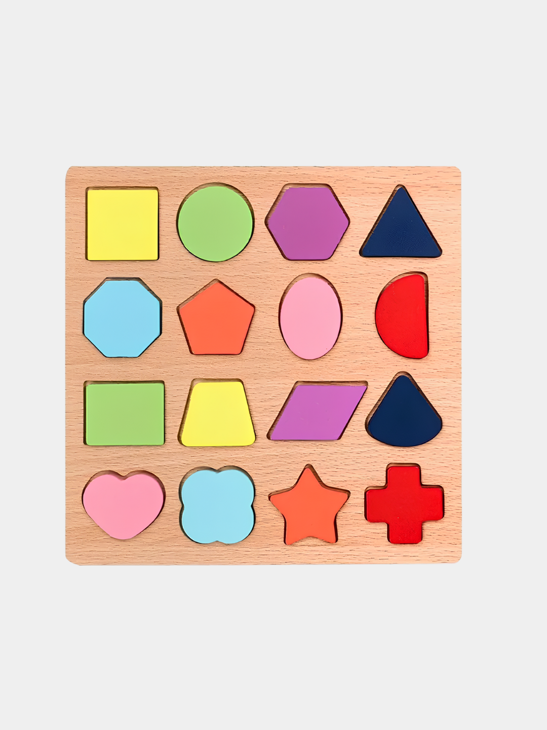 Сортер детский деревянный, головоломка, мозаика, танграм, 3D фигуры — фото 1