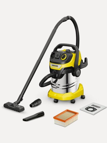 Изображение товара Пылесос Karcher WD 5 P S V-25/5/22 хозяйственный, сухая уборка, сбор жидкости, 1100 Вт, желтый/черный (1.628-356.0)