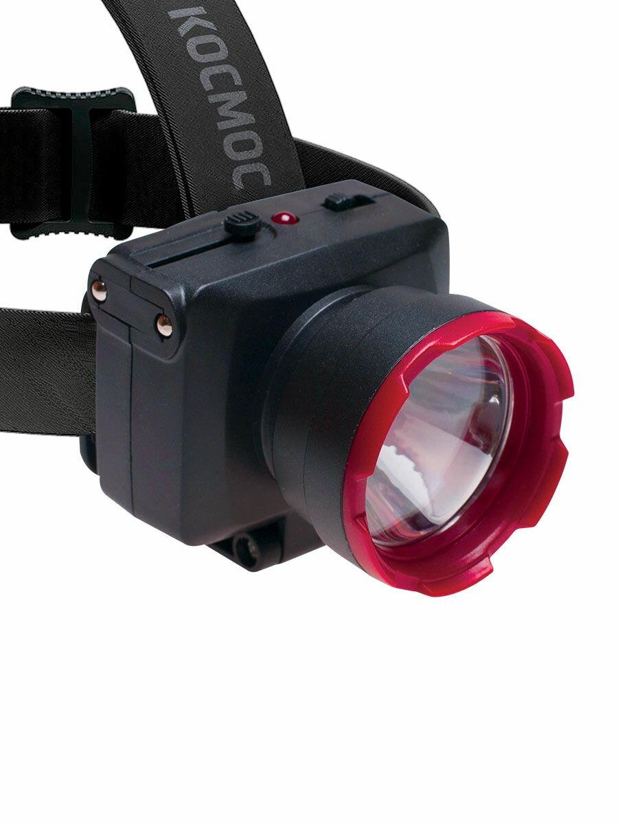 Фонарь аккумуляторный налобный H1W LED 1Вт 2 режима аккум. 0.5А. ч ЗУ 220В космос KOCAccuH1WLED