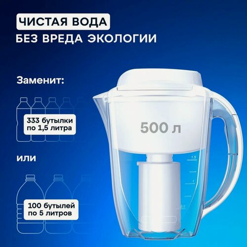 Изображение товара Мобильная система фильтрации смарт-кувшин J. SHMIDT 500 умный , с микронасосом , 1,2 л белый