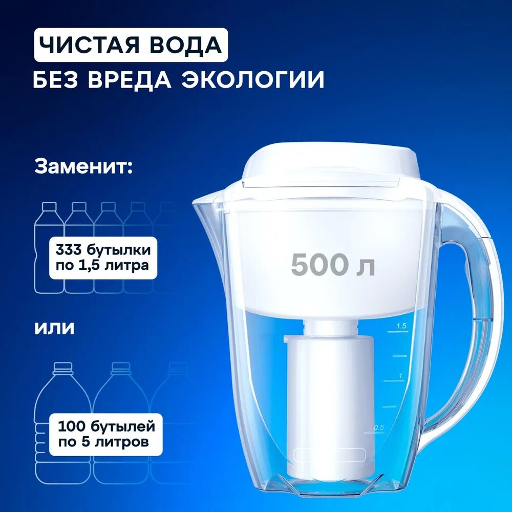 Мобильная система фильтрации смарт-кувшин J. SHMIDT 500 умный  с микронасосом  12 л белый