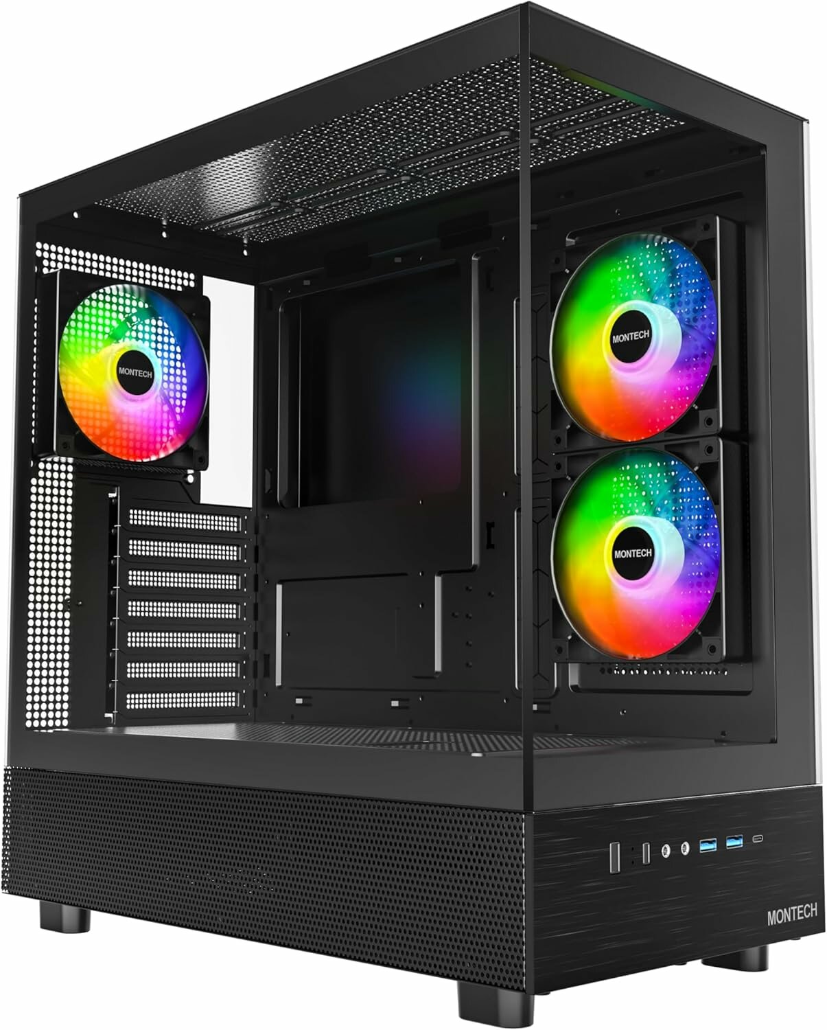 Игровой корпус MONTECH XR (ATX, Micro-ATX, Mini-ITX, стекло, ARGB вентиляторы, черный