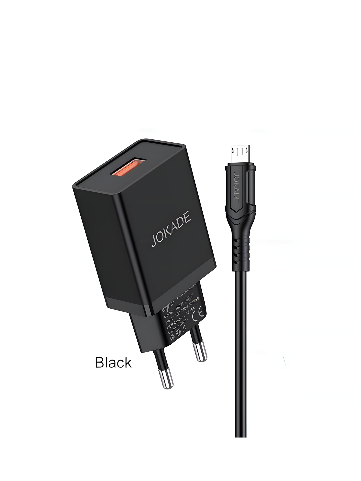 Зарядное устройство KAKUSIGA, JB048, для Android, с кабелем Micro USB, черное