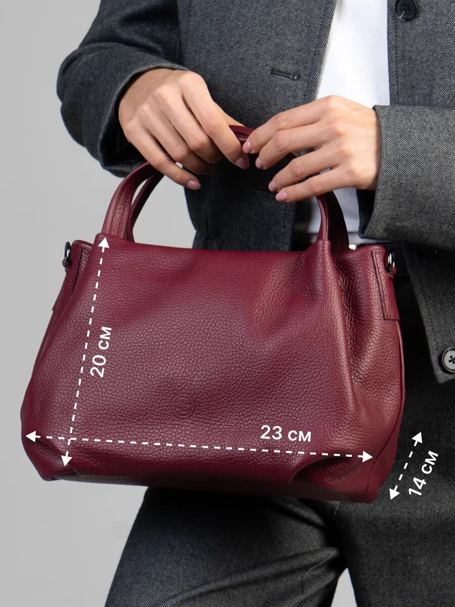 Сумка Paprika Bag Italy, фактура зернистая, коричневый, красный — фото 1