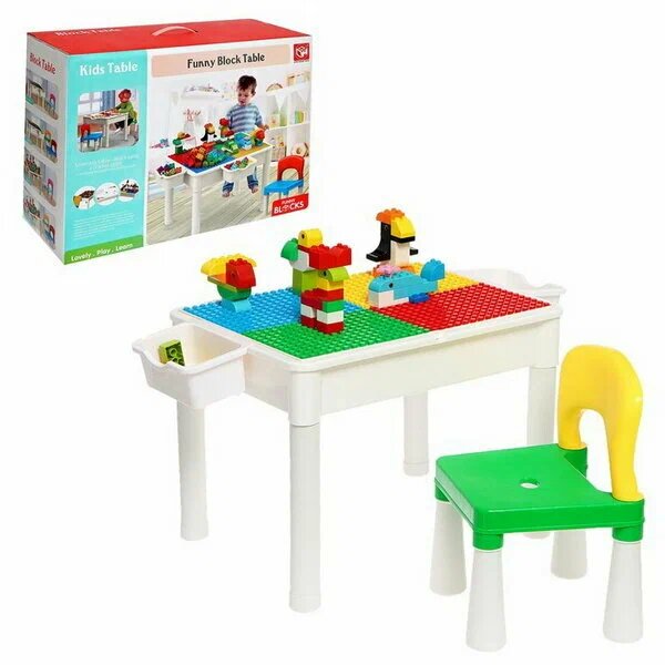 Игровой набор "Стол с 2-мя стульями", конструктор, пластик, 60 элементов