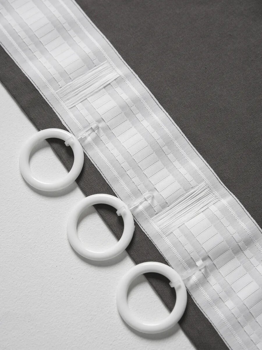 Шторы для гостиной 145х300 2 шт YERRNA, 100% хлопок, рогожка, темно-серый, шторы для спальни — фото 1