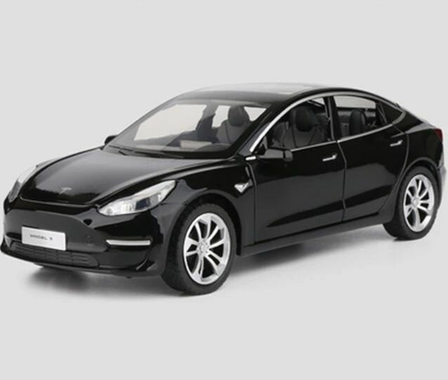 Машинка электромобиль TESLA MODEL 3 масштаб 1:24 открываются двери, багажник, инерционный механизм Тесла модель