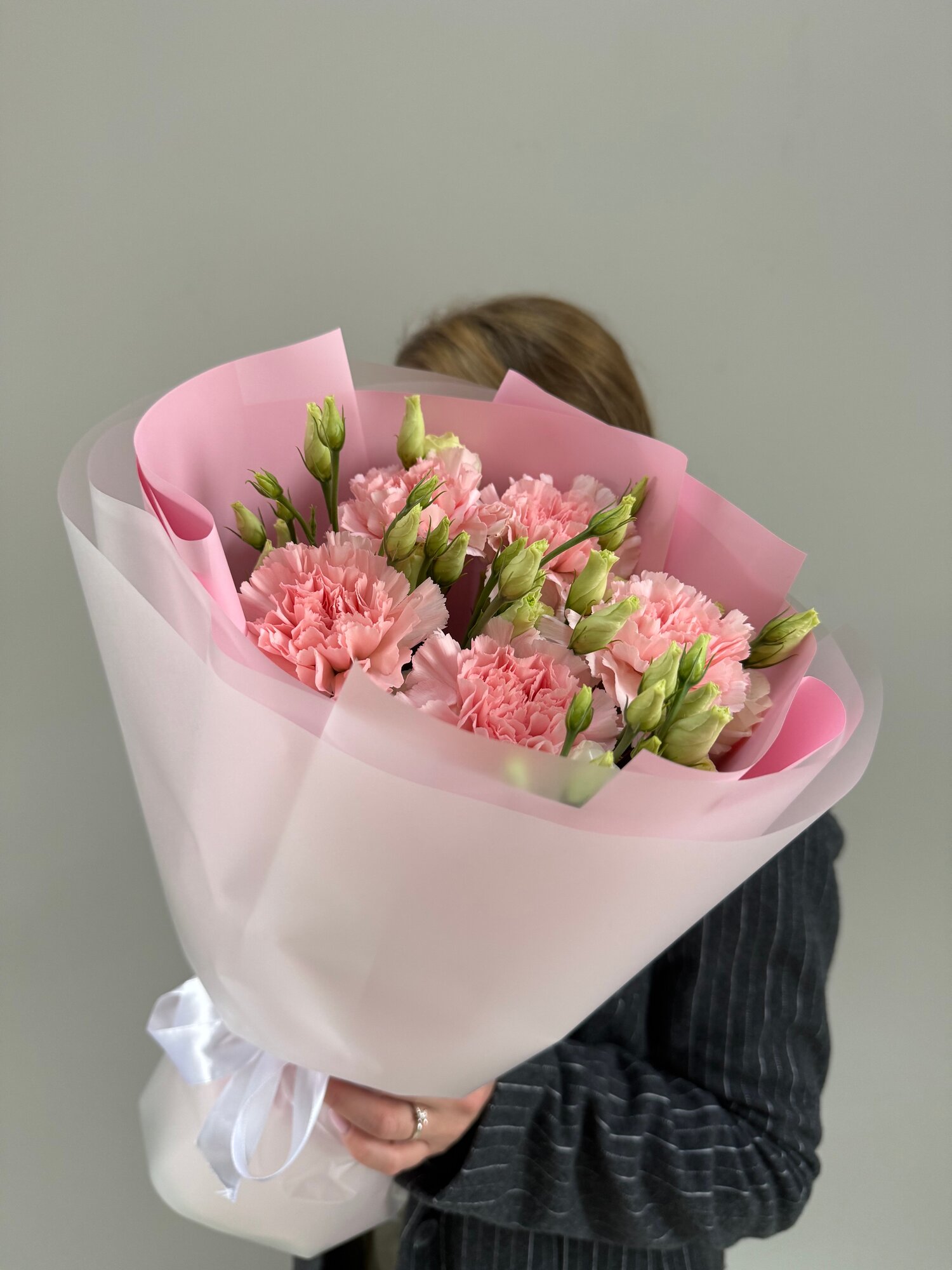 Букет AURA BUKET "Нежный" из эустомы и диантуса элегантный стильный стойкий