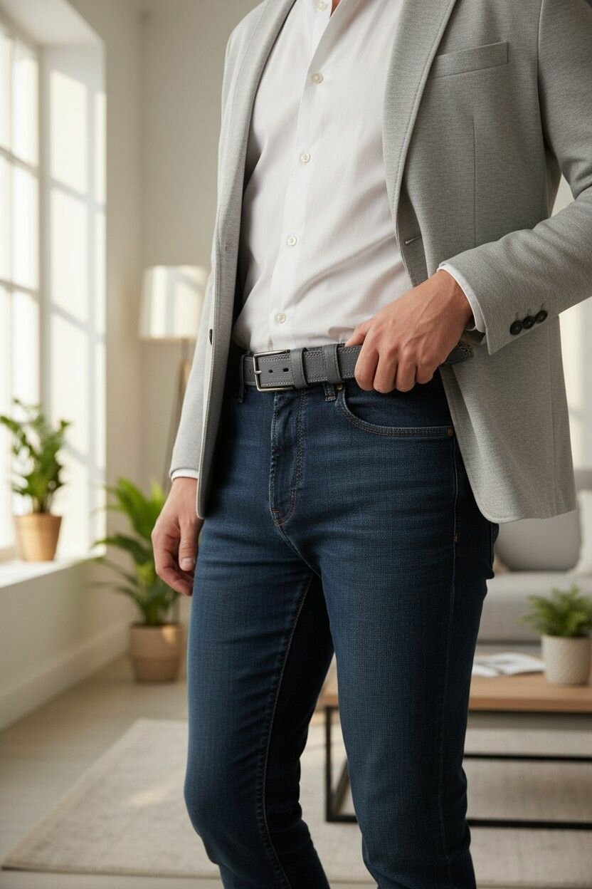 Ремень AksyBelt для мужчин, размер 105, серый — фото 1