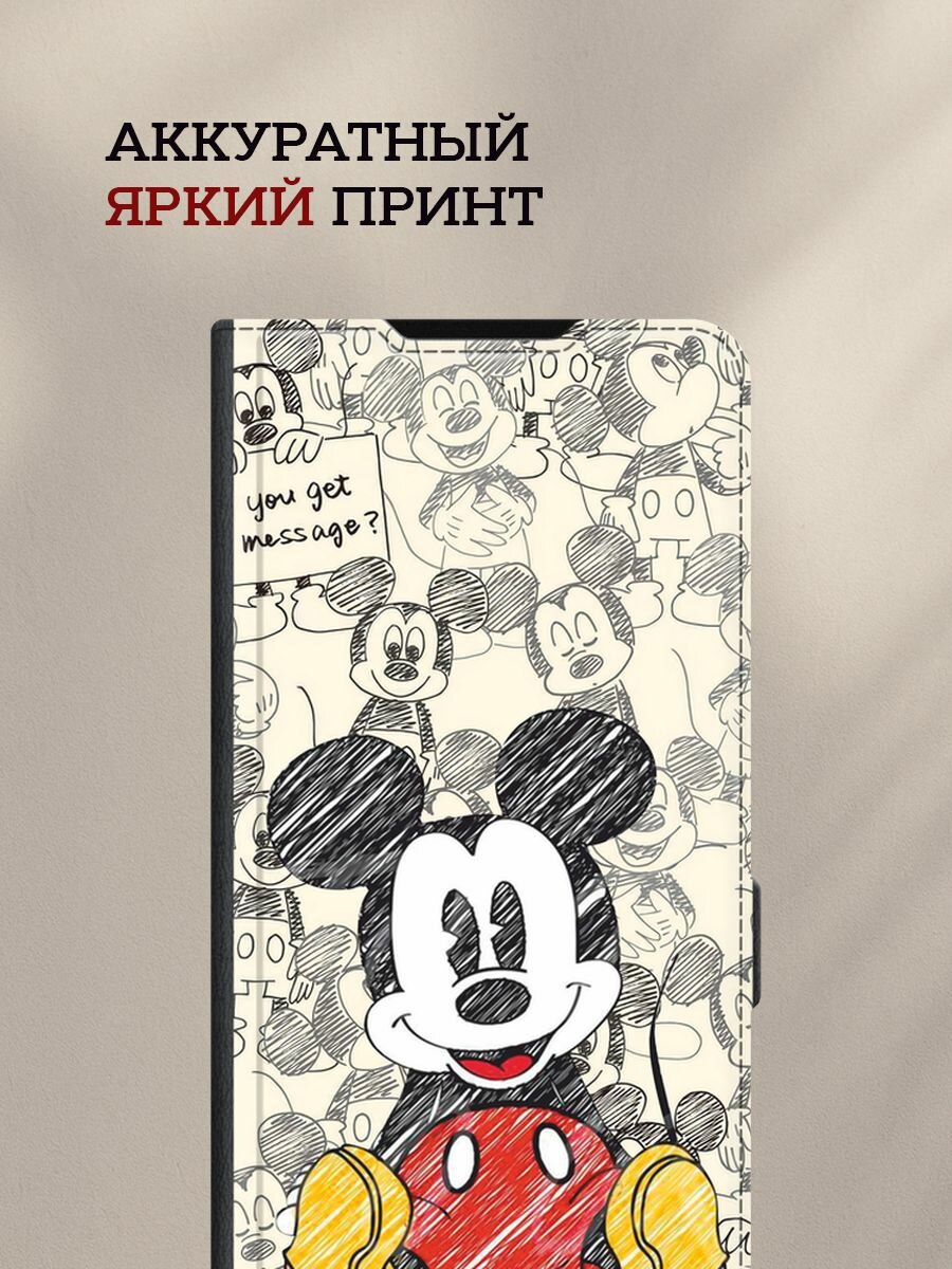 Чехол-книжка на Tecno Camon 40 / Текно Камон 40 с рисунком "Микки Маус" — фото 1