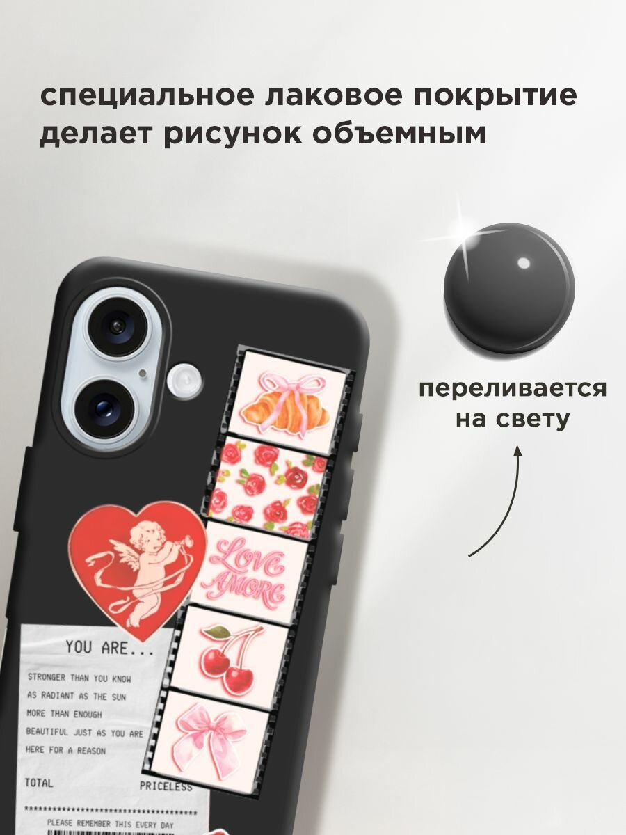 Чехол на Apple iPhone 16 / Айфон 16 с принтом "Розовый коллаж 2" — фото 1