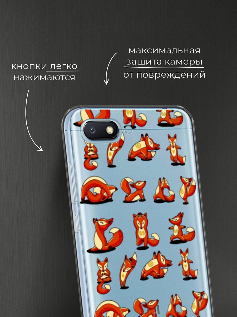 Чехол на Xiaomi Redmi 6A / Сяоми Редми 6А с принтом "Йога для лисы", прозрачный — фото 1