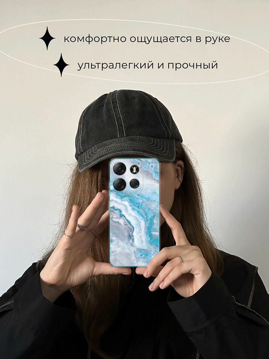 Чехол на Tecno Spark Go 2023/Infinix Smart 7 / Текно Спарк Гоу 2023/Инфиникс Смарт 7 с принтом "Нежно-голубой мрамор" — фото 1