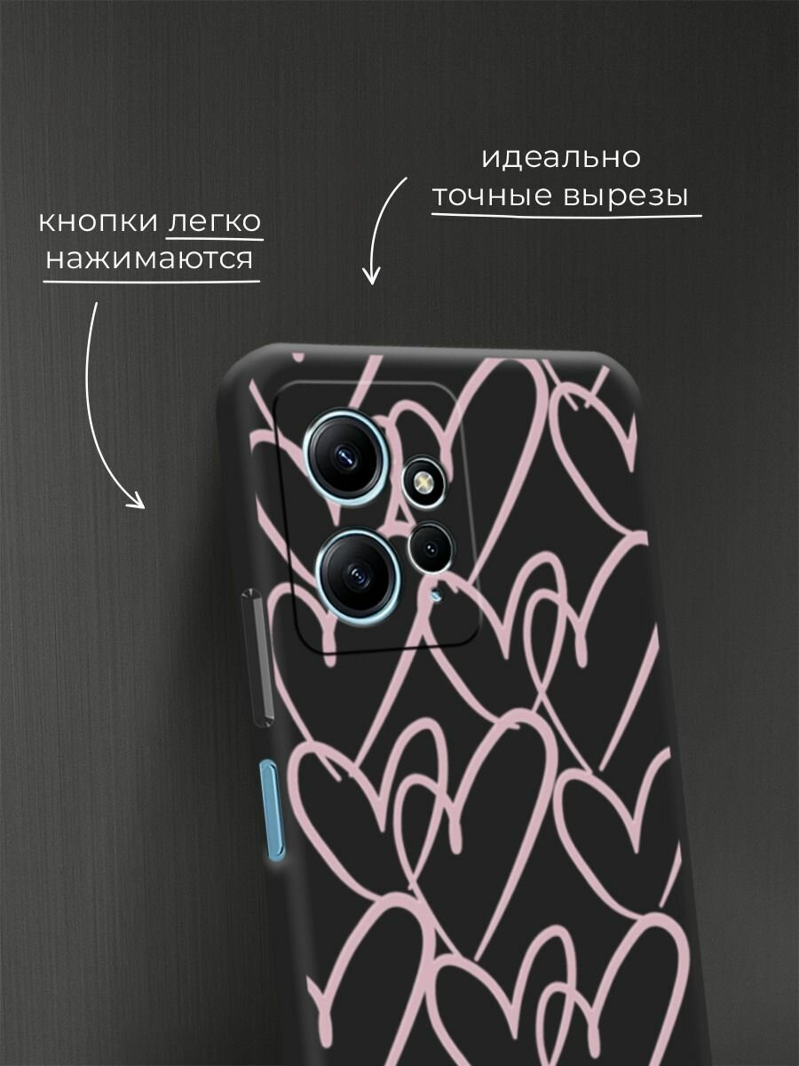 Чехол на Xiaomi Redmi Note 12 4G / Редми Нот 12 4G с принтом "Hearts doodle pink 1" — фото 1