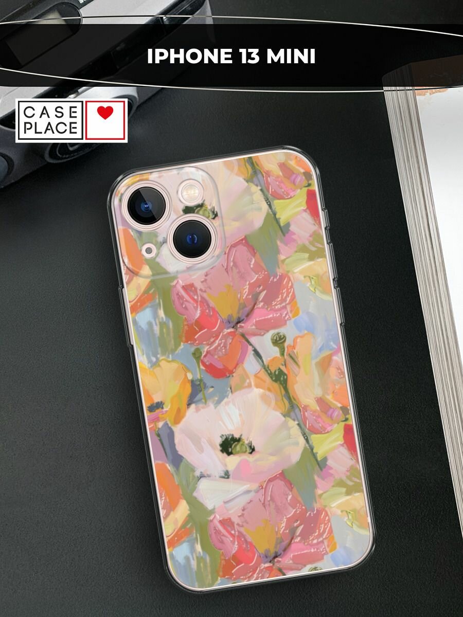 Чехол на Apple iPhone 13 mini / Айфон 13 мини с принтом "Акварельные анемоны"