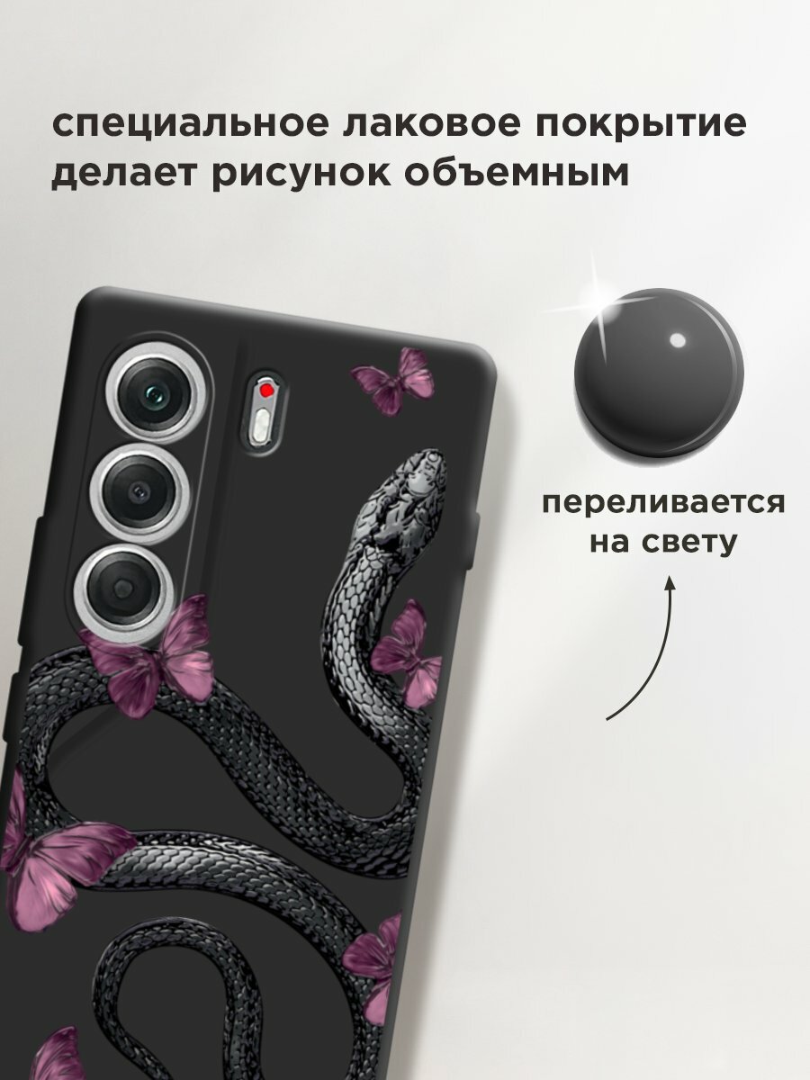 Чехол на Tecno Camon 40 / Текно Камон 40 с принтом "Snake and butterflies 2" — фото 1