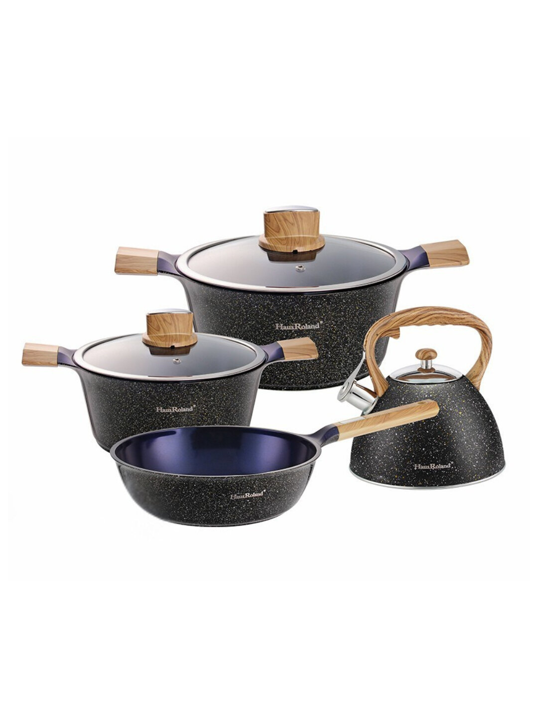 Haus Roland алюминиевый набор кухонной посуды с антипригарным покрытием, 4 предметов - Черный