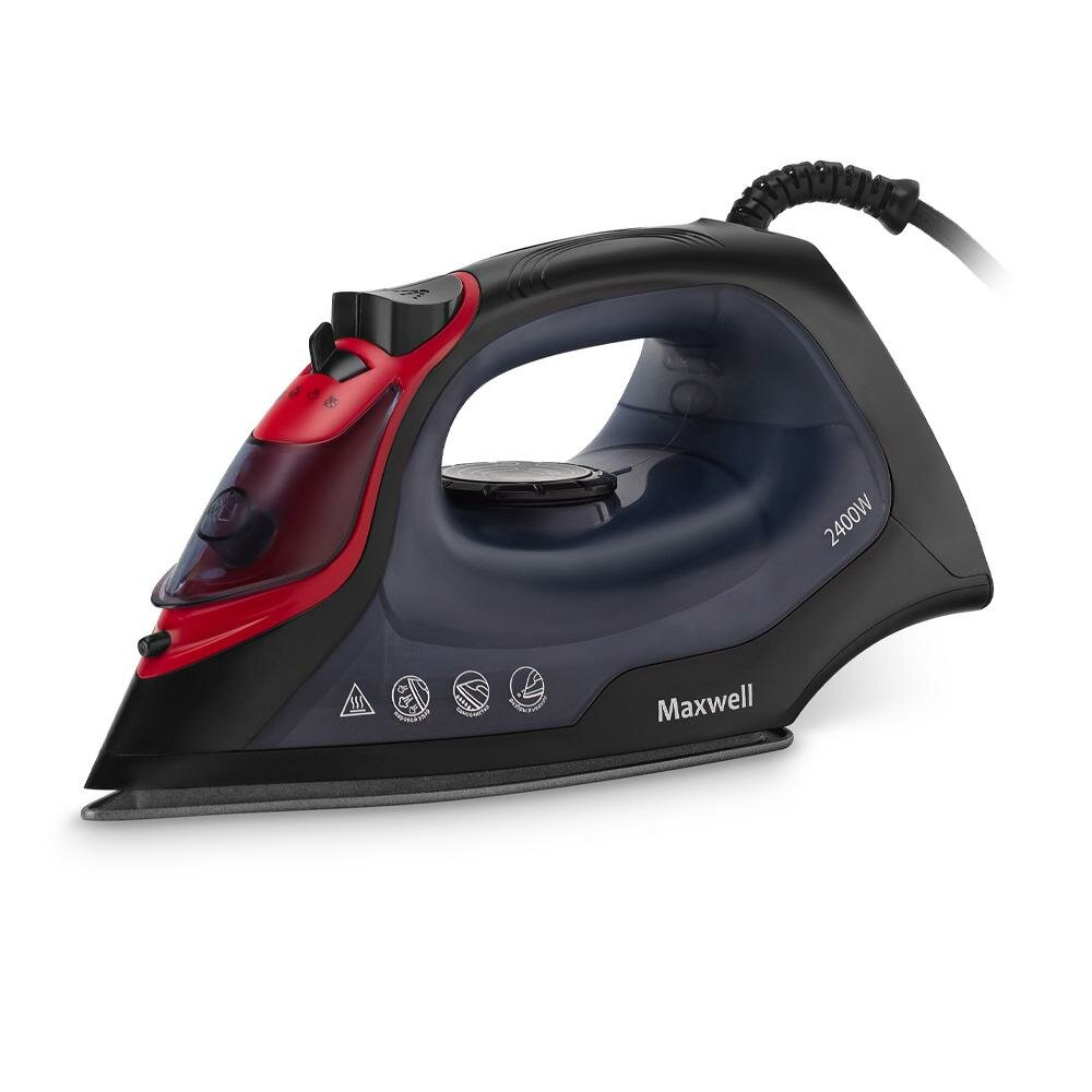 Утюг Maxwell MW-3034, с функцией отпаривания, подошва из керамики, черно-красный