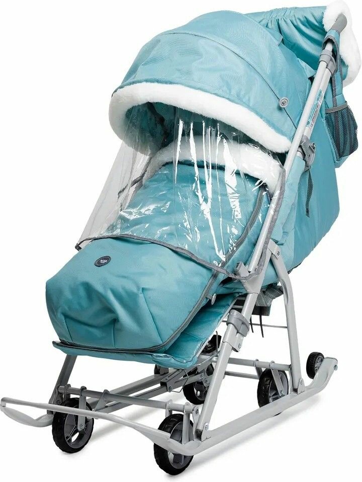 Санки-коляска "Ника детям 7-5К" мятный с шишкой (артикул НД7-5К/МТ)