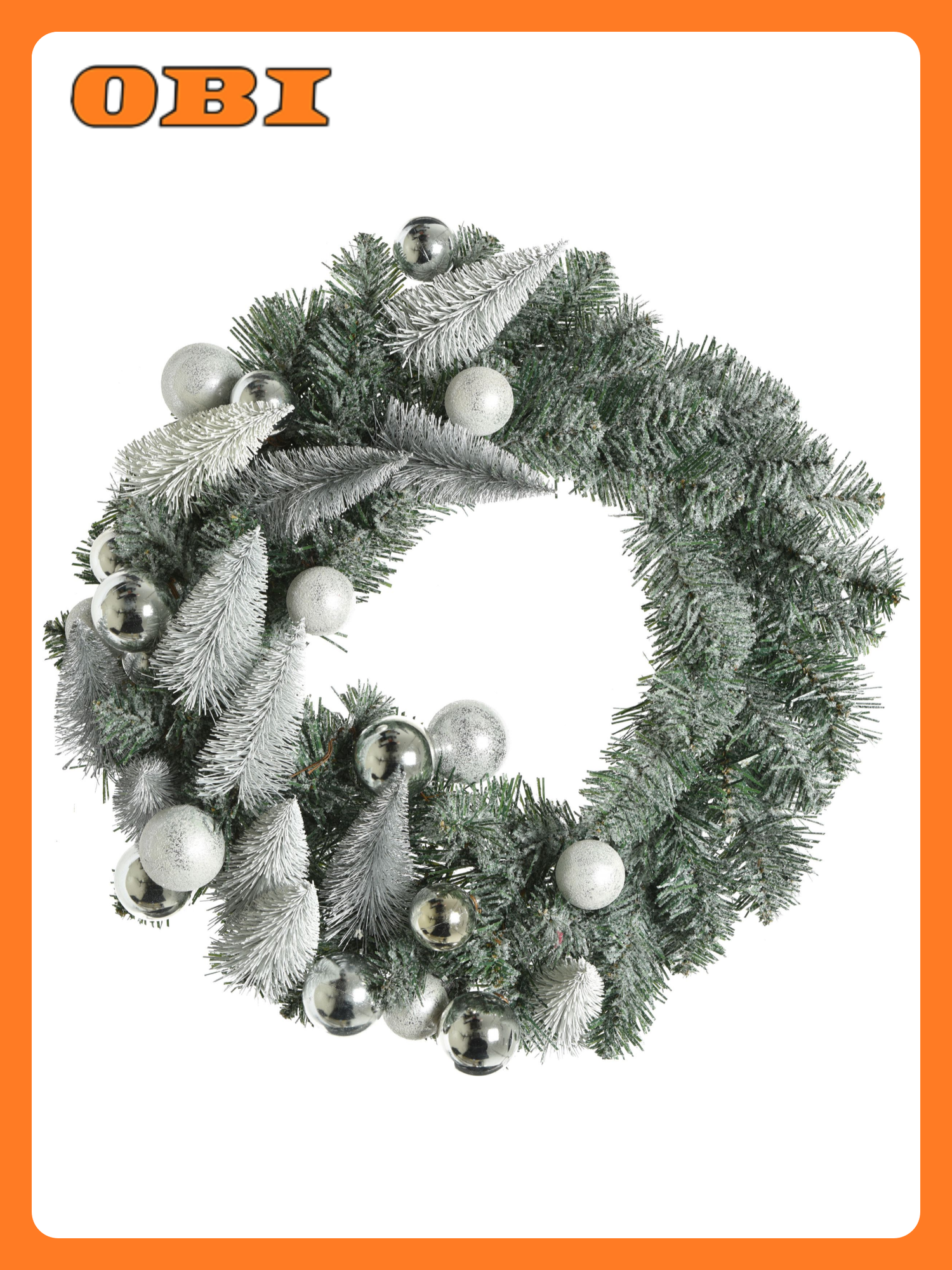 Венок новогодний снег зеленый 50 см