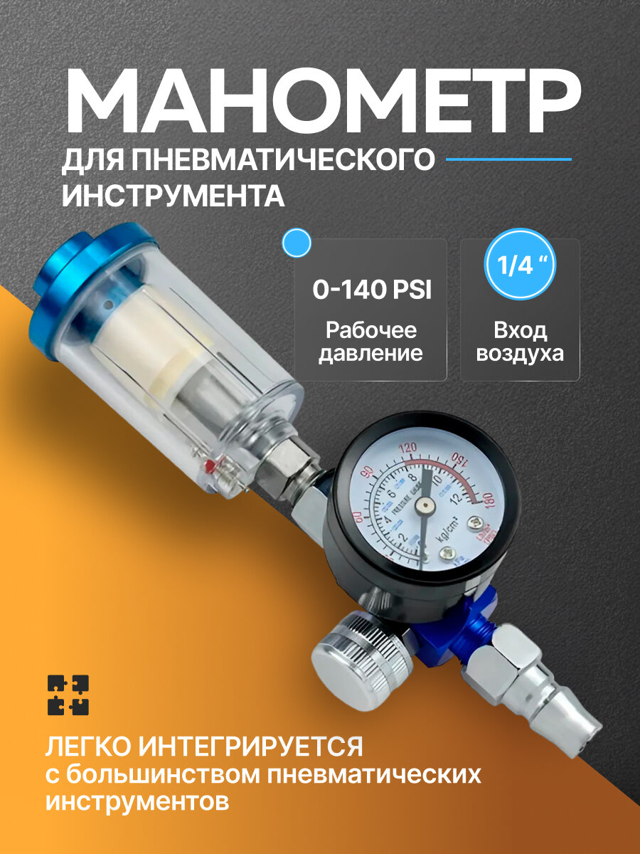 Манометр Svendsen Metreo для пневмоинструмента аналоговый 1/4" 10 бар