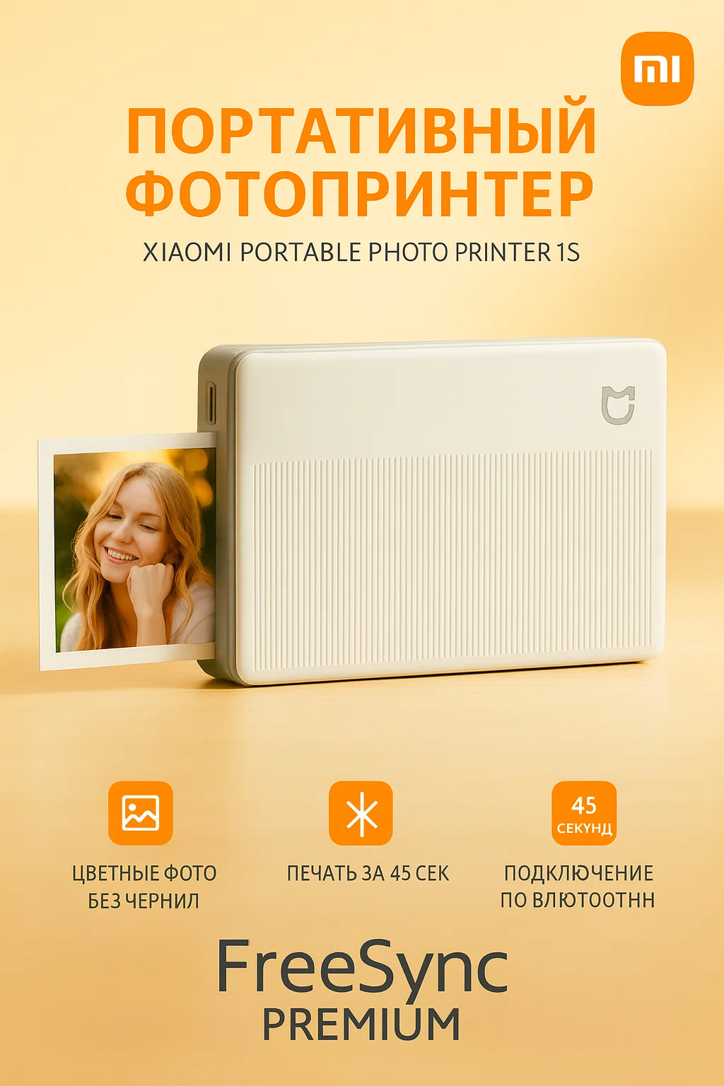 Портативный цветной мини фотопринтер Xiaomi Mijia Pocket Photo Printer 1S AR ZINK (MJKDDYJ02HT)