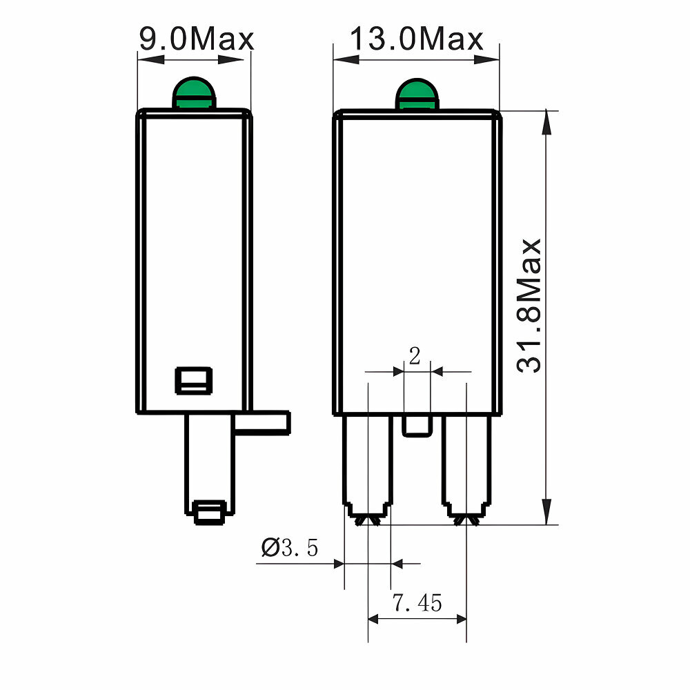 Модуль индикации и защиты DKC LED зелёный + Варистор A1+, 24V AC-DC — фото 1