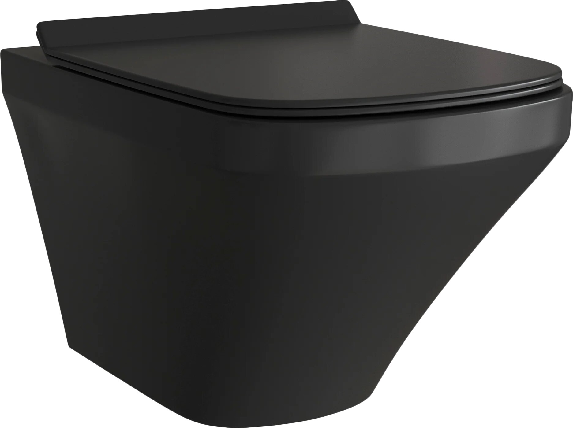 Унитаз подвесной Grossman GR-4440BMS с микролифтом безободковый прямоугольный черный без бачка фаянсовый антивсплеск