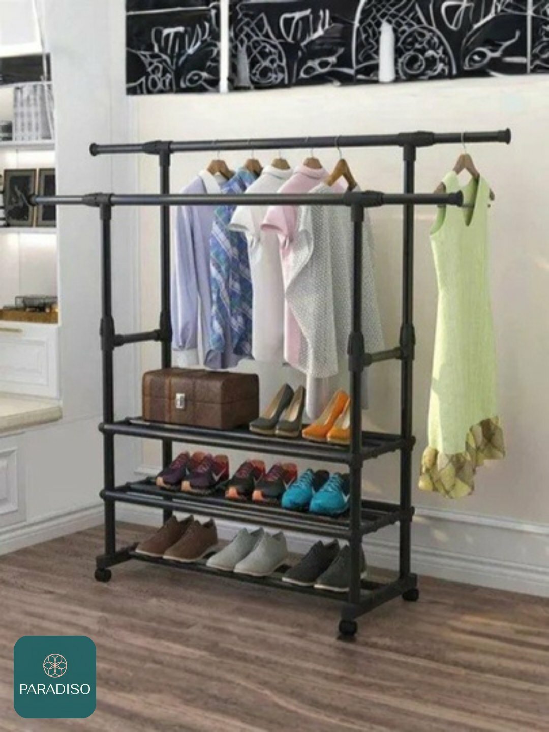 Раздвижная стойка для одежды, с полками, регулируемая вешалка, для дома и гардероба