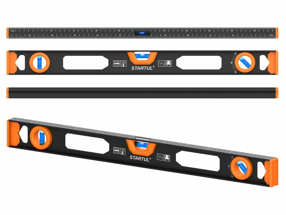 Уровень строительный рельс 1000 мм STARTUL Master 1 поворотный глазок линейка на корпусе (ST2540-100)