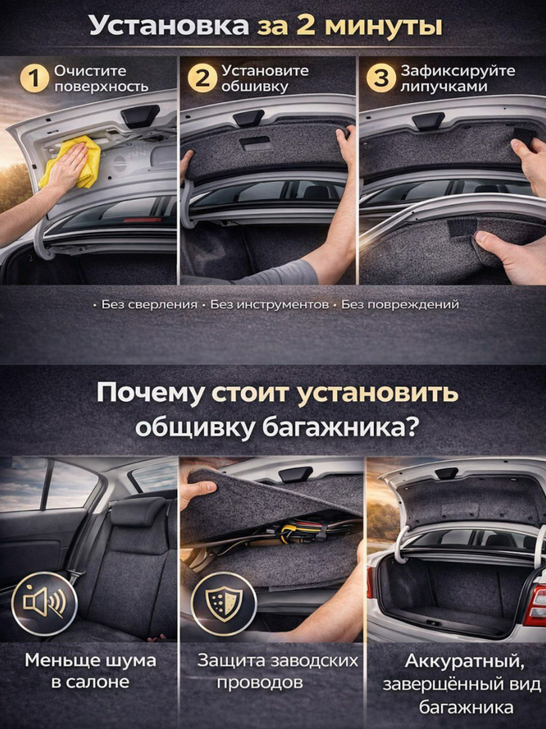 Обшивка багажника Chevrolet Cobalt II, накладка, для седана, черная