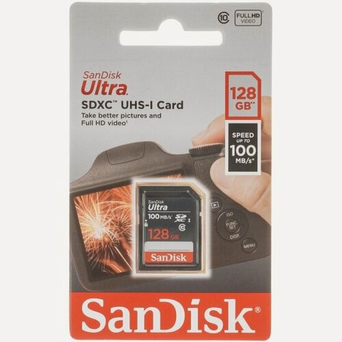 Изображение товара Карта памяти Sandisk 128Gb Ultra SDXC Class 10 UHS-I U1 (100/10 MB/s)