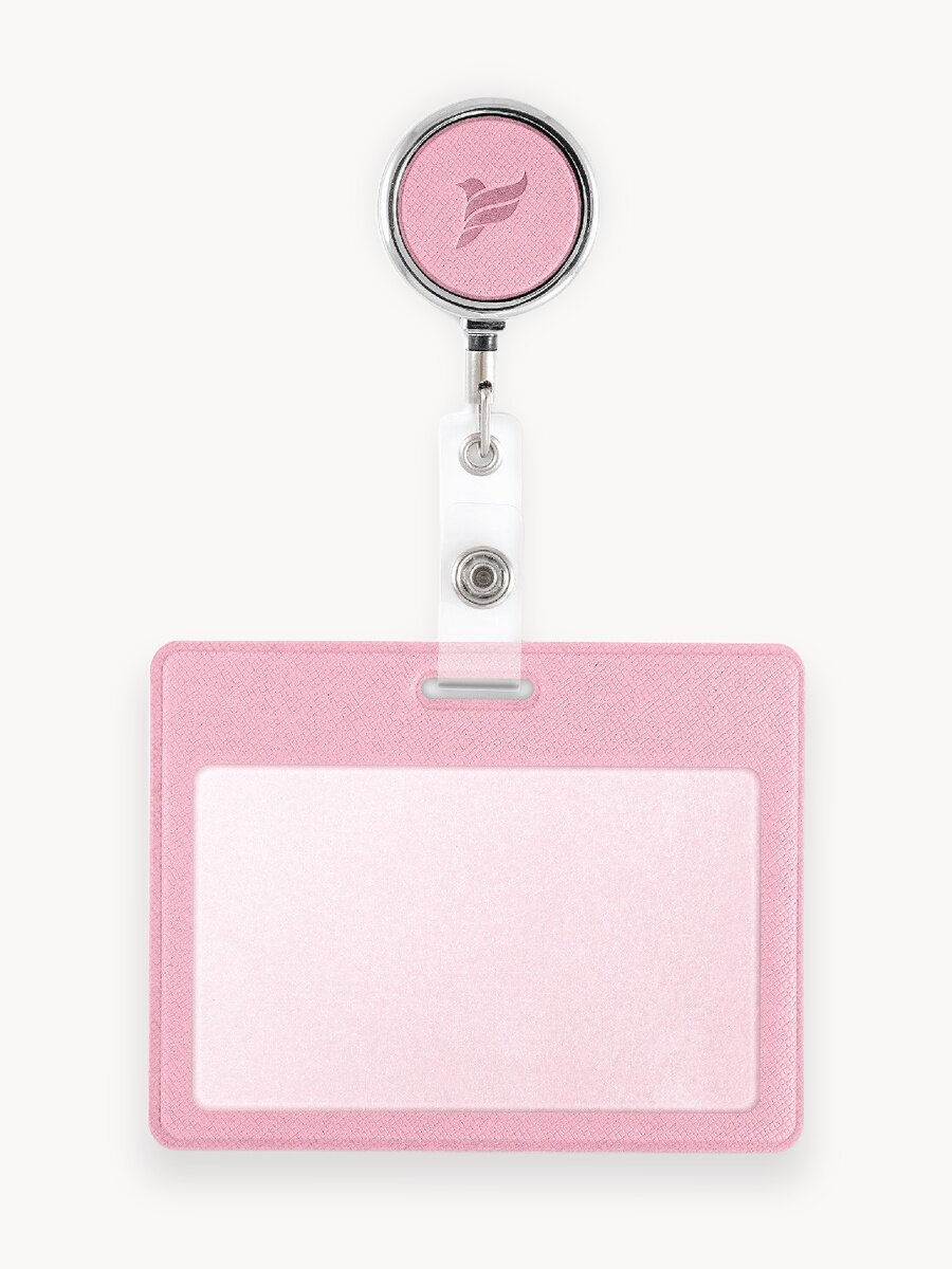 Горизонтальный держатель Flexpocket, для пропуска/бейджа, с ретрактором, розовый