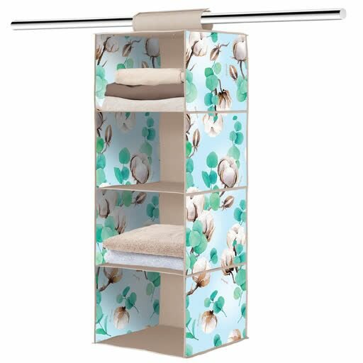 Кофр подвесной 4 полки (цветы хлопок)300х300х840