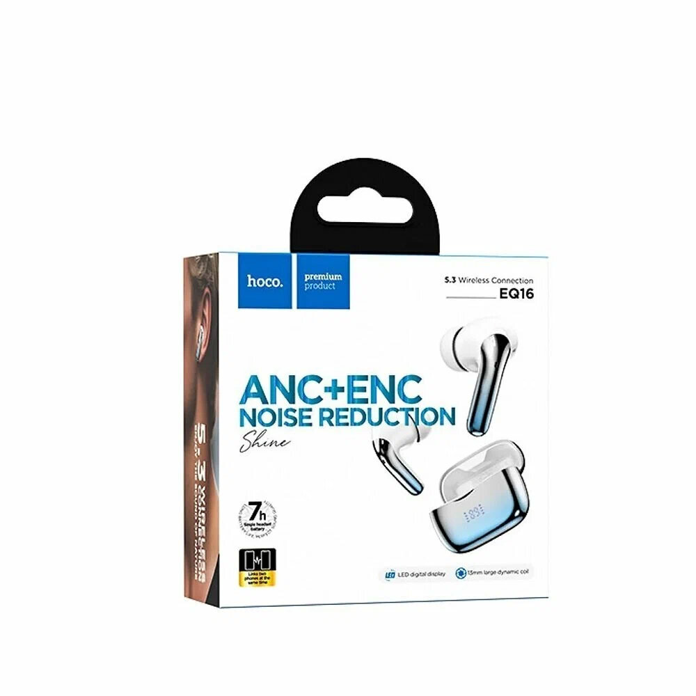Hoco TWS-наушники HOCO EQ16 ANC с поддержкой Bluetooth 5.3 и активным шумоподавлением синие — фото 1