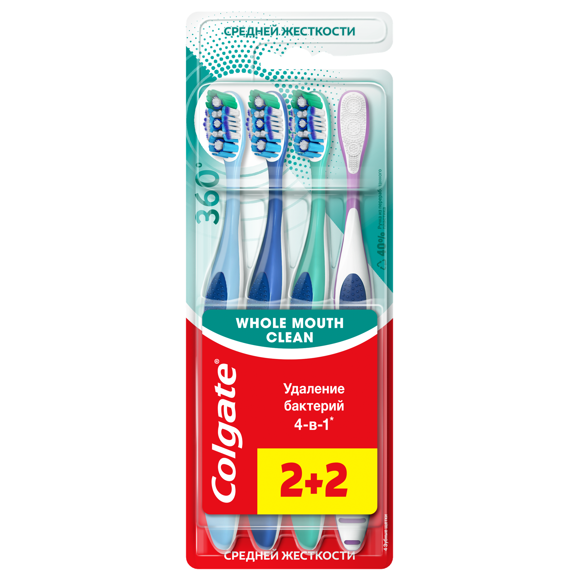 Щетка для зубов Colgate 360 2+2 средней жесткости - фото №12