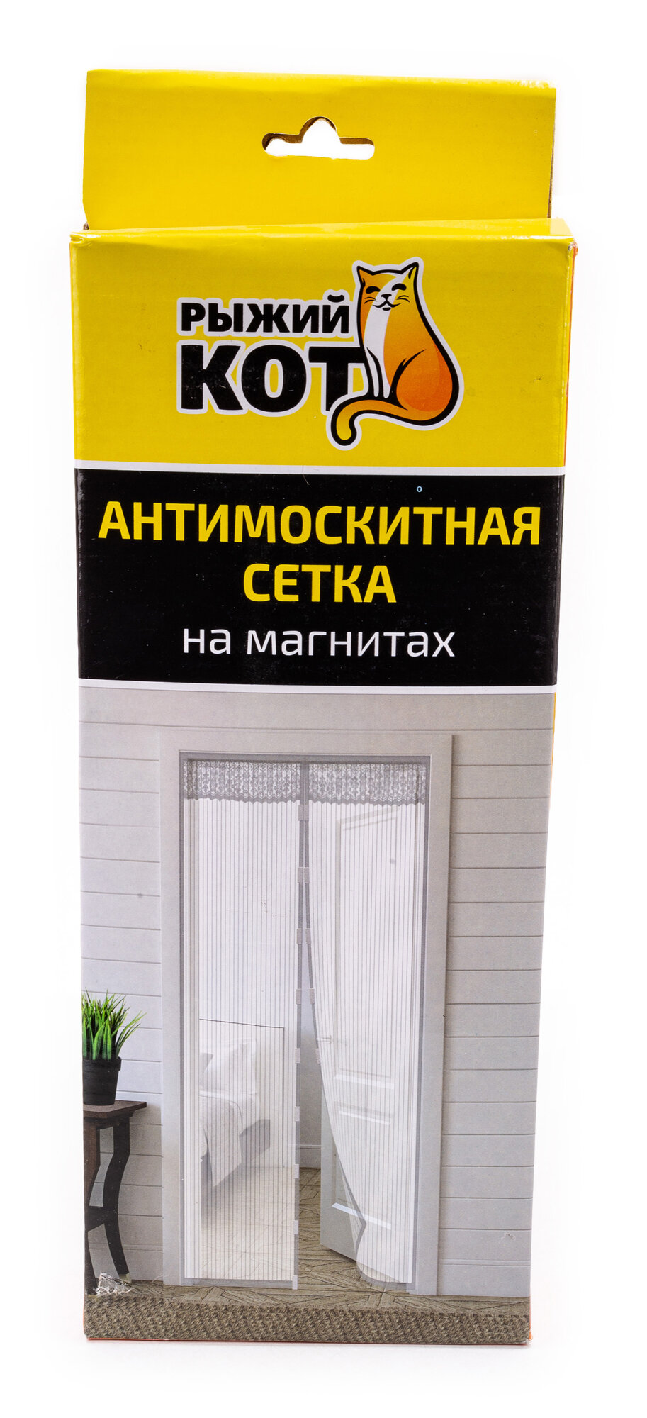 Москитная сетка Рыжий кот Капутомоскито на дверь на магнитах из полиэстера белого цвета 100×210см / защита от комаров