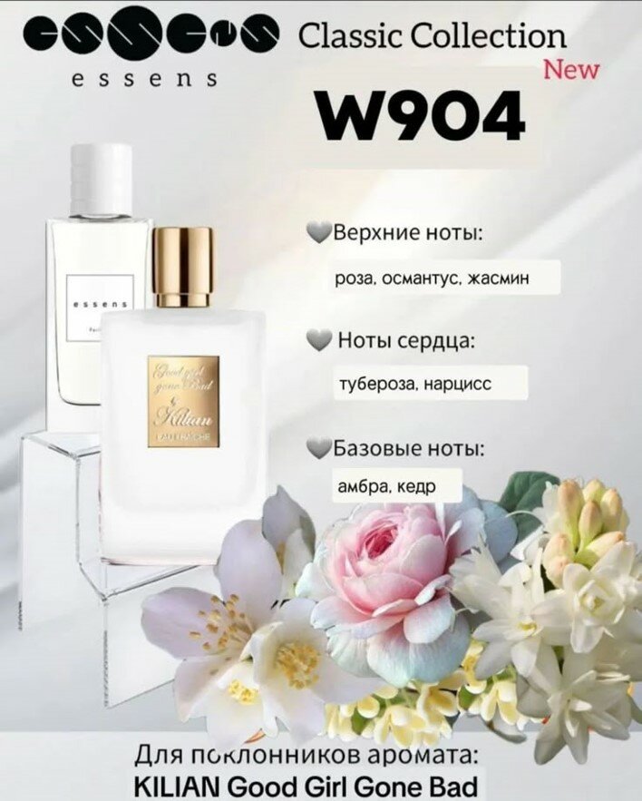 Номерные духи Essens w904 в стилистике KILIAN GOOD GIRL GONE BAD , для женщин , 50 мл