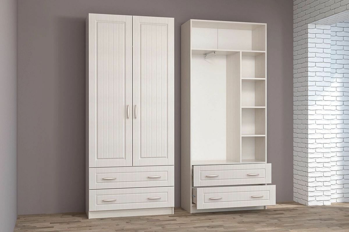 Шкаф 2-створчатый Иннэс 6 МДФ, ширина 90 см, распашной шкаф для одежды, мебель в прихожую