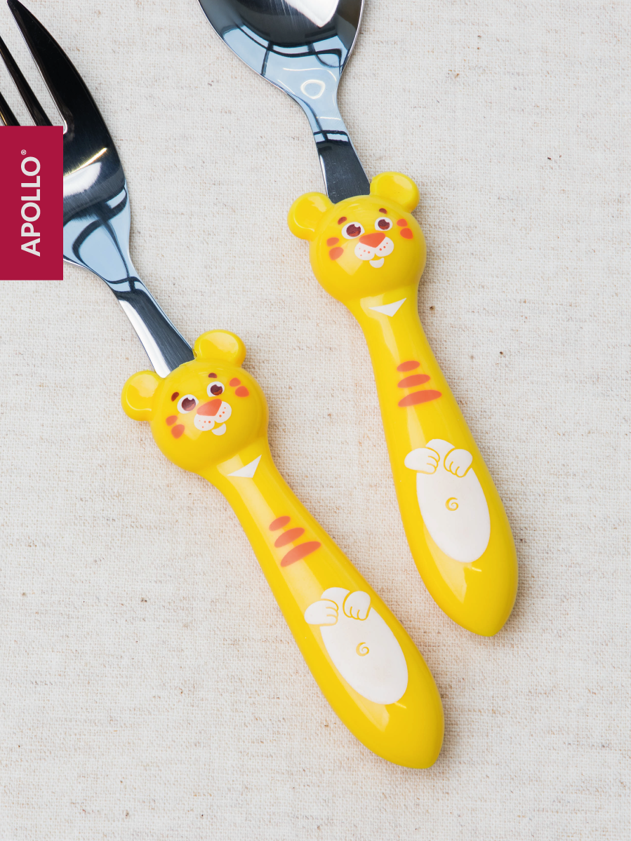 Набор детских столовых приборов Apollo "Kiddy" 2 предмета желтый — фото 1