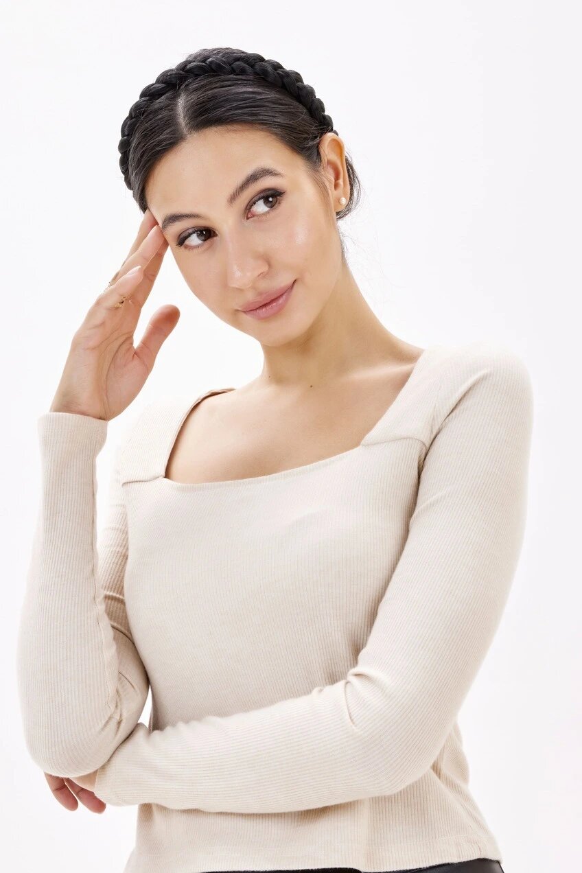 Лонгслив Selfie, размер XS, , бежевый — фото 1